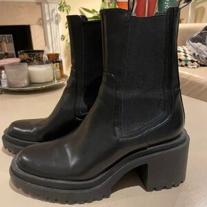 Zara Black Chunky Heeled Boots